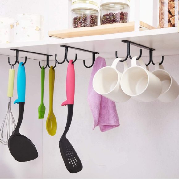 Mug Rack Under Cabinet - Coffee Cup Holder, 12 Mugs Hooks Under Shelf - Picture 6 of 10